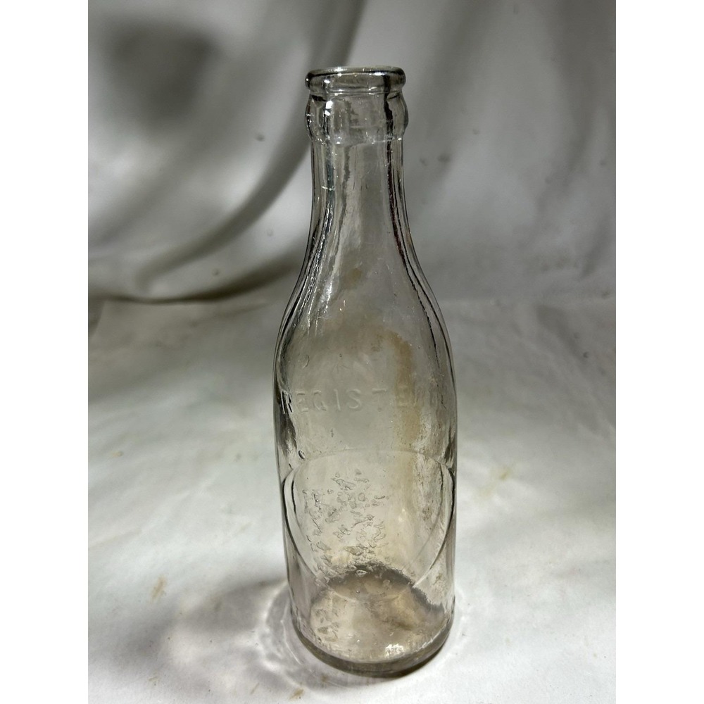 Early Clear Crown Top Soda Bottle With Registered Embossed Blank Slug Plate